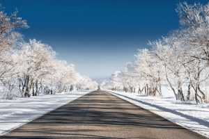 Beautiful,Winter,Landscape,With,Road,And,Snow-covered,Trees